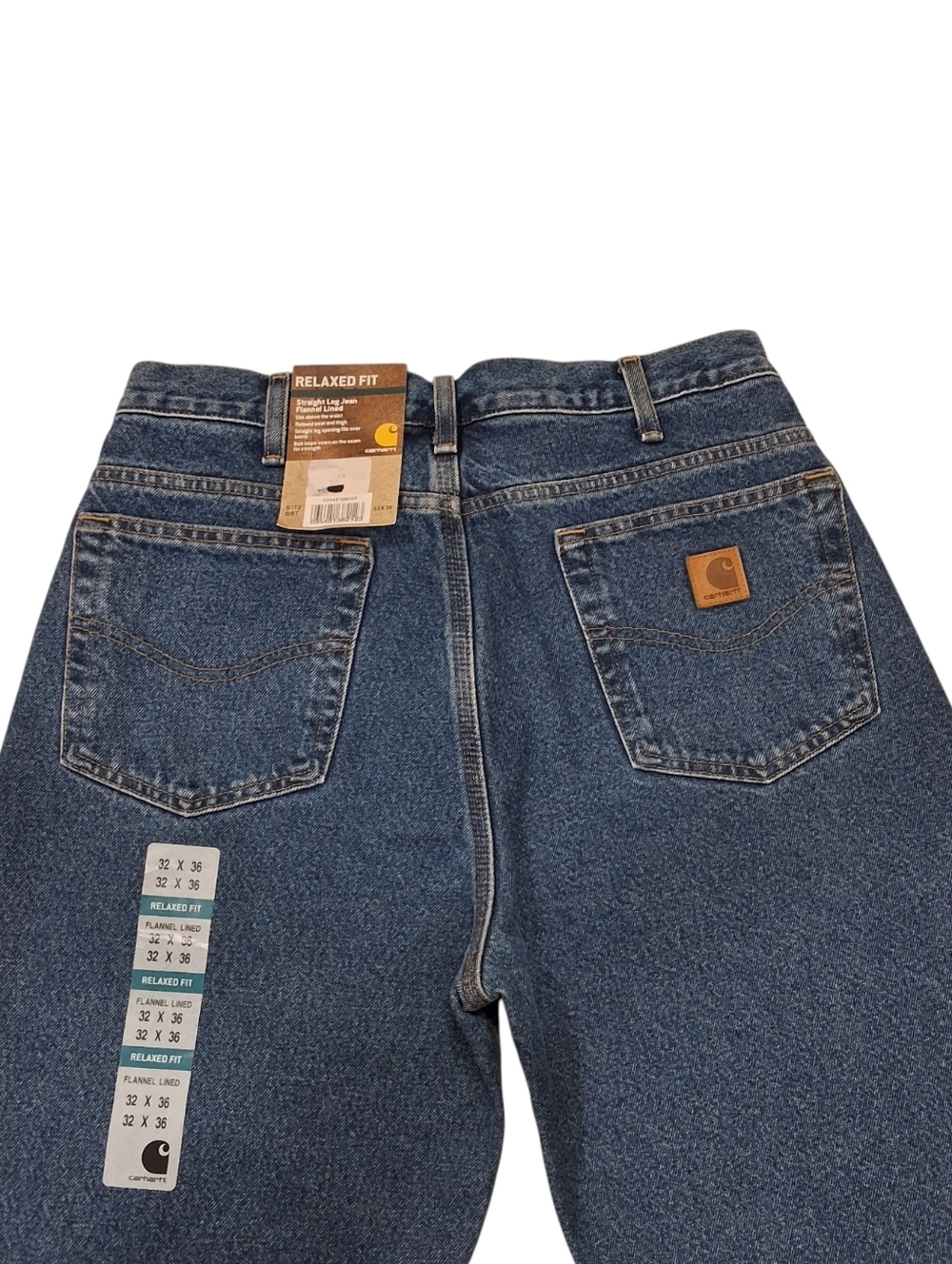 Carhartt NWT~Mens Relaxed Straight Fit Flannel Lined Jean~Dark Wash Denim~32X36